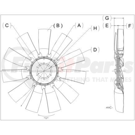 Freightliner KYS 4735 44002 01 Engine Cooling Fan Assembly