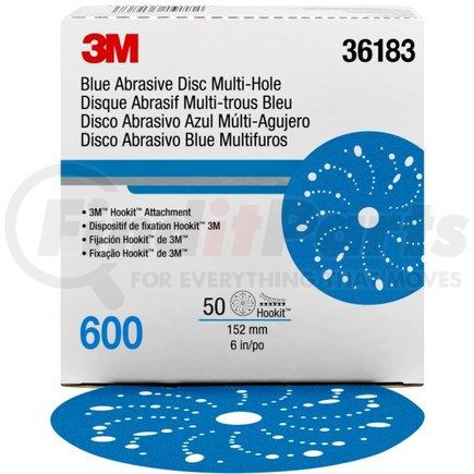 3M 36183 Hookit™ Blue Abrasive Disc 321U Multi-hole, 6 in, 600, 50 discs per carton, 4 cartons per case