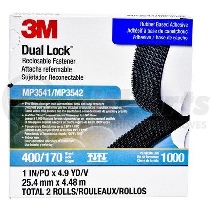 3M 06483 Dual Lock Reclosable Fastener (Hook and Loop), Black, 1 in. x 4.9 yd., Type 400/170