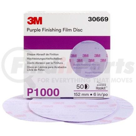 3M 30669 Hookit™ Purple Finishing Film Abrasive Disc 260L, 6 in, P1000, 50 discs per carton, 4 cartons per case