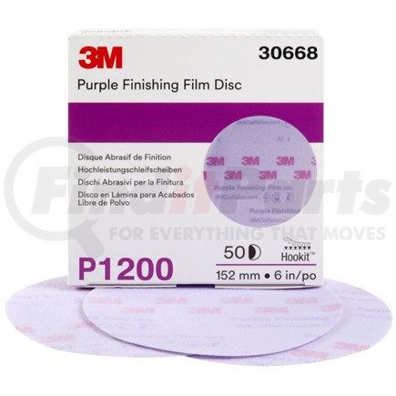 3M 30668 Hookit™ Purple Finishing Film Abrasive Disc 260L, 6 in, P1200, 50 discs per carton, 4 cartons per case