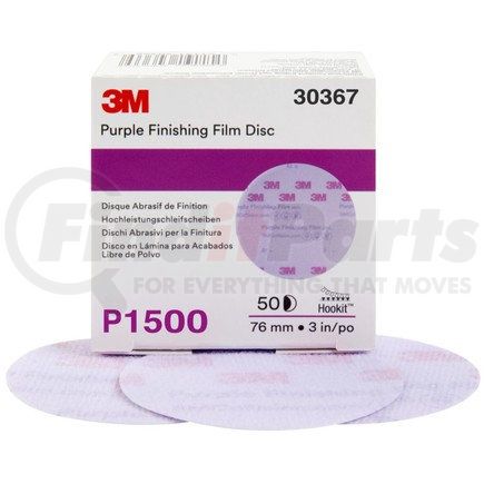 3M 30367 Hookit™ Purple Finishing Film Abrasive Disc 260L, 3 in, P1500, 50 discs per carton, 4 cartons per case