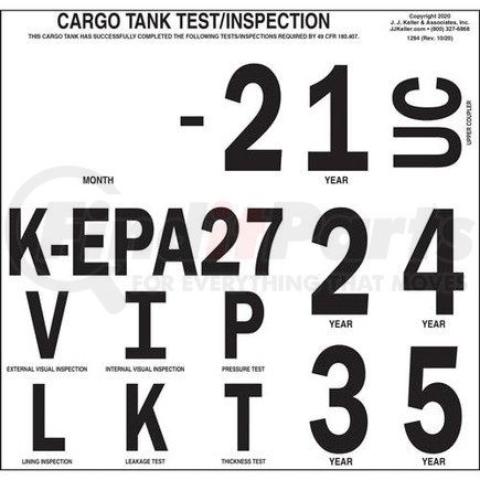 JJ Keller 1294 Cargo Tank Inspection Markings - 9-3/8" x 9 "