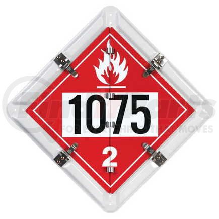 JJ Keller 13065 Hazmat Placard - Aluminum, Flip, 1-Legend, UN 1075, White Back Plate