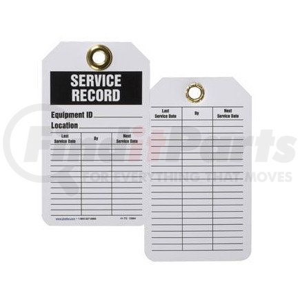 JJ Keller 13984 Safety Tag - Plastic - Service Record - Service Record