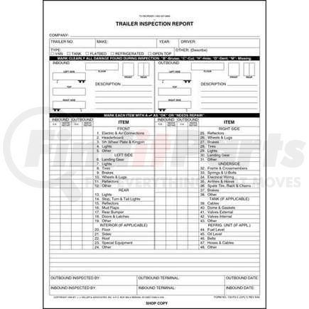 JJ Keller 1980 Trailer Inspection Report, 3-Ply, Snap-Out Format - Stock - 3-ply, snap-out format
