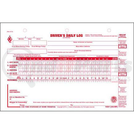 JJ Keller 19361 Driver's Daily Log w/7- and 8-Day Recap, 2-Ply, Carbonless - Retail Packaging - 31 Sets of Forms per Pack