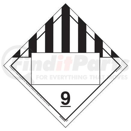 JJ Keller 19549 Class 9 Miscellaneous Placard - Blank - Imprinted, 4 mil Vinyl Permanent Adhesive