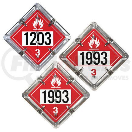 JJ Keller 3663 Aluminum Flip Placard - 3 Legend, Numbered, Class 3 Flammable, Combustible - 3-Legend, Unpainted Back Plate