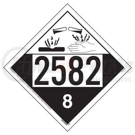 JJ Keller 39074 Hazmat Placard - UN 2582, Class 8 Corrosive, 176 lb Polycoated Tagboard