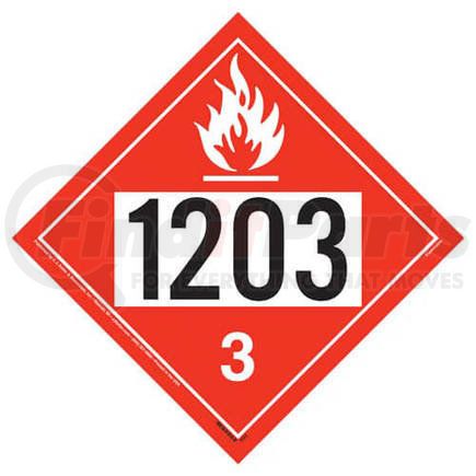 JJ Keller 3385 1203 Placard - Class 3 Flammable Liquid - 176 lb Polycoated Tagboard