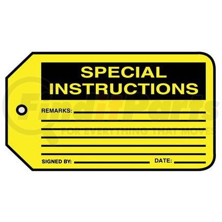 JJ Keller 47599 Special Instructions - Safety Tag - Cardstock, 25 per pack