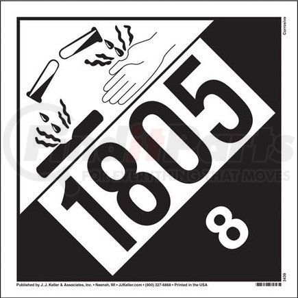 JJ Keller 45278 1805 Placard Class 8 Corrosive - 3.4 Mil Vinyl with Adhesive