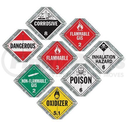 JJ Keller 52172 Basic Flip Placard - 8 Legend, Worded, Galvanized Steel Back Plate, 2 Clipped Corners - 8-Legend, 2 Clipped Corners