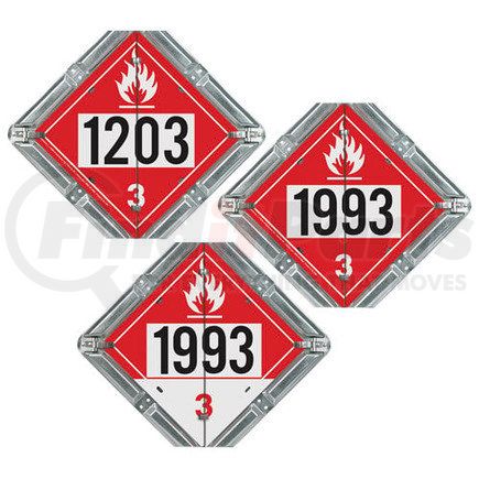 JJ Keller 52177 Basic Flip Placard - 3 Legend, Numbered, Galvanized Steel Back Plate, 2 Clipped Corners - 3-Legend, 2 Clipped Corners