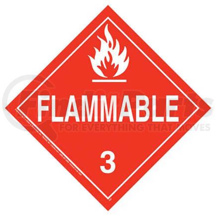 JJ Keller 529 Class 3, Flammable Liquid Placard, Worded, 20 mil, Polystyrene, Unlaminated