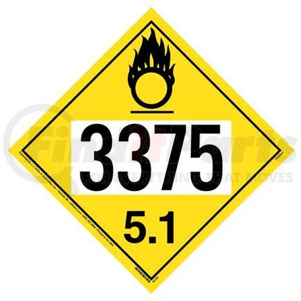 JJ Keller 50190 Division 5.1 Oxidizer Placard, 4 mil Vinyl, Permanent Adhesive