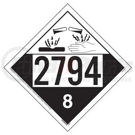 JJ Keller 50191 2794 Placard Class 8 Corrosive - 3.4 Mil Vinyl with Adhesive
