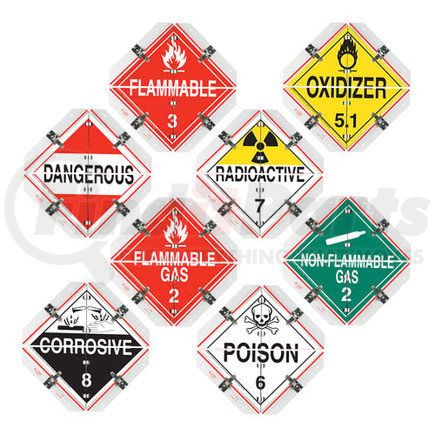 JJ Keller 55269 Super Flip Placard - 8 Legend, Worded, 16"x15.5", White Back Plate - Split Panel, White Back Plate