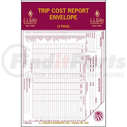 JJ Keller 551 Trip Cost Report Envelope 5-Pack - Retail Packaging - 5-Pack - Retail Packaging