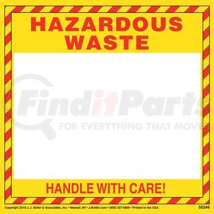 JJ Keller 55246 Hazardous Waste Labels - Laser Compatible Vinyl, 100 Sheets/Pk (1 Label/Sheet)