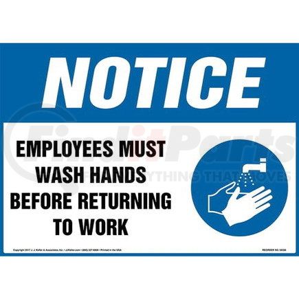JJ Keller 59356 Notice: Employees Must Wash Hands Poster - OSHA