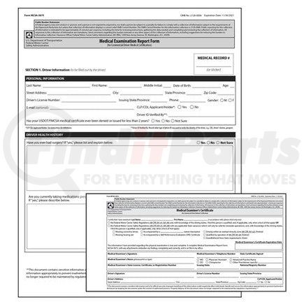 JJ Keller 59603 Medical Examination Certificate & Report Combo Pack - Certificate & Report Combo Pack