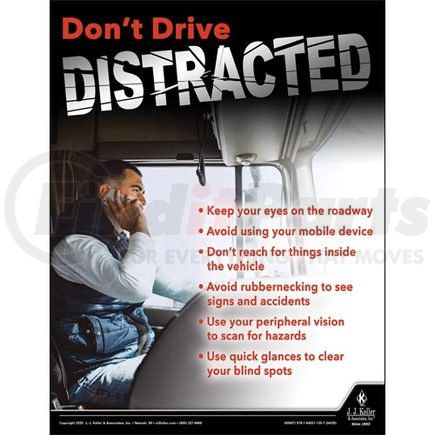 JJ Keller 60097 Don't Drive Distracted - Construction Safety Poster - Don't Drive Distracted