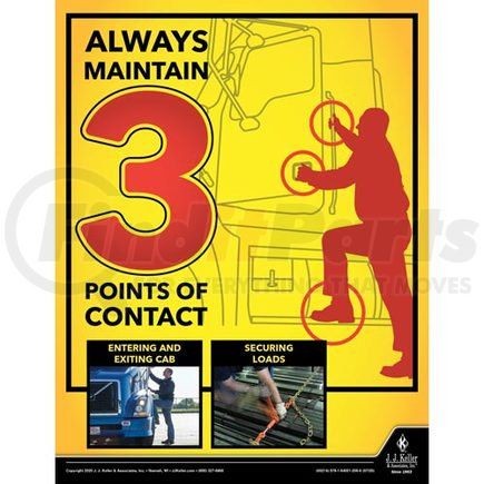 JJ Keller 60214 Always Maintain 3 Points of Contact - Transportation Safety Poster - Always Maintain 3 Points of Contact
