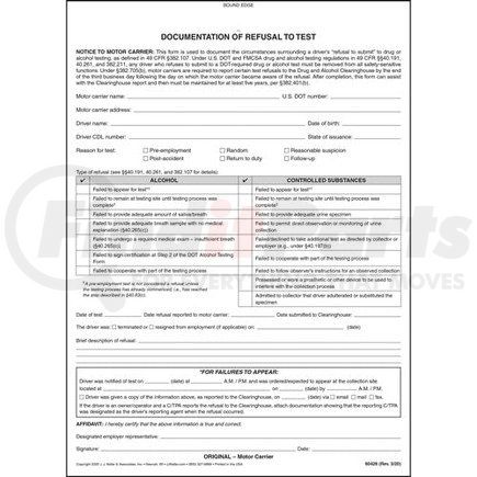 JJ Keller 60426 Alcohol & Drug Refusal To Test Form - Snap-Out Format - Alcohol & Drug Refusal To Test Form