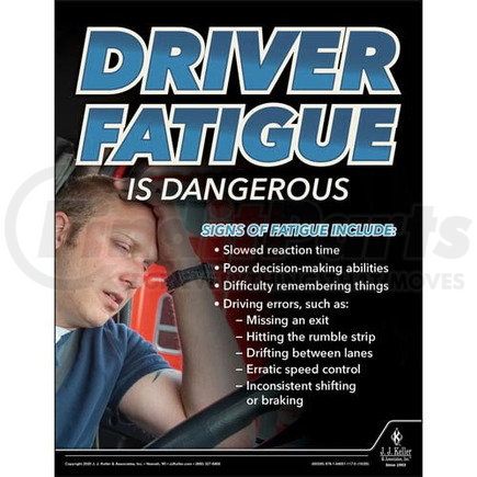 JJ Keller 60330 Driver Fatigue is Dangerous - Driver Awareness Safety Poster - Driver Fatigue Is Dangerous