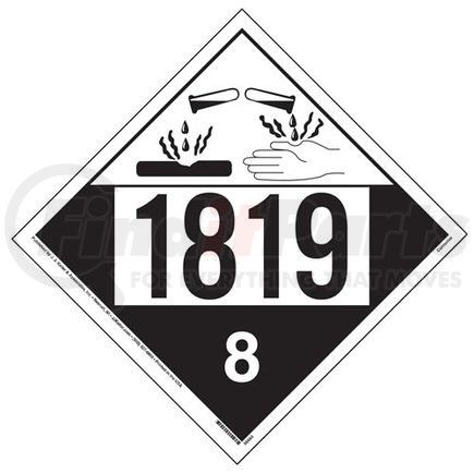 JJ Keller 56663 Hazmat Placard - 1819 Class 8 Corrosive, 4 mil Vinyl, 10.75 in. Square