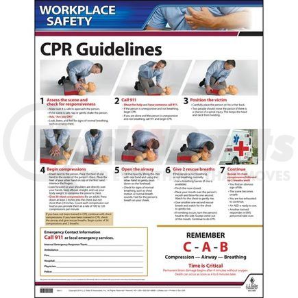 JJ Keller 63392 CPR Guidelines Instructional Chart - English Poster