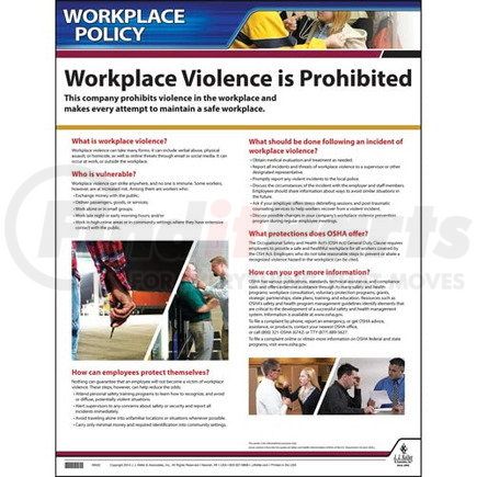 JJ Keller 63399 Workplace Violence Policy Poster - Laminated Poster