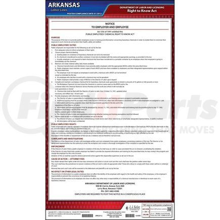 JJ Keller 63080 Arkansas Chemical Right to Know Act Poster - Laminated Poster