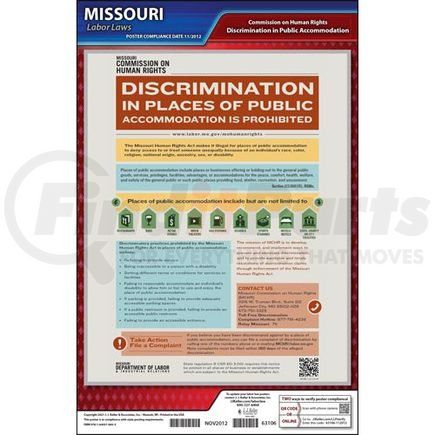 JJ Keller 63106 Missouri Discrimination in Public Accommodations Poster - Laminated Poster