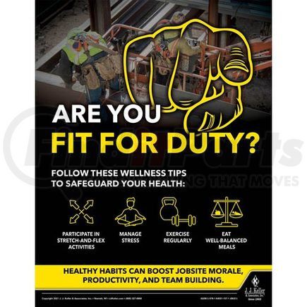 JJ Keller 62061 Are You Fit For Duty - Construction Safety Poster - Are You Fit For Duty
