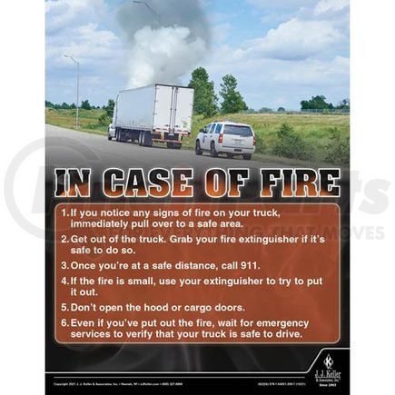 JJ Keller 62224 In Case of a Fire - Transportation Safety Poster - In Case of a Fire