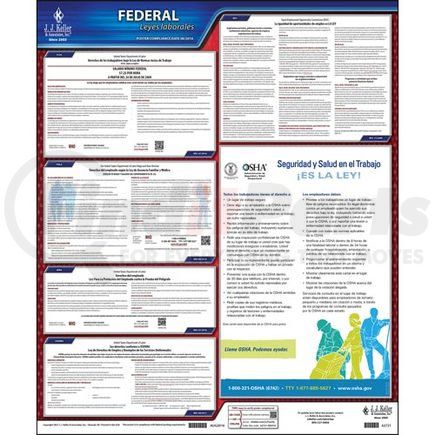 JJ Keller 62721 2021 Federal Labor Law Poster with FMLA Notice - Spanish Poster