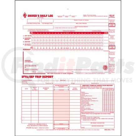 JJ Keller 9052 3-In-1 Driver's Daily Log, 2-Ply, Carbonless, Loose-Leaf Format - Stock - Stock Log