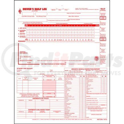 JJ Keller 8547 5-In-1 Driver's Daily Log, 2-Ply, Carbonless, Loose-Leaf Format - Stock - Stock Log