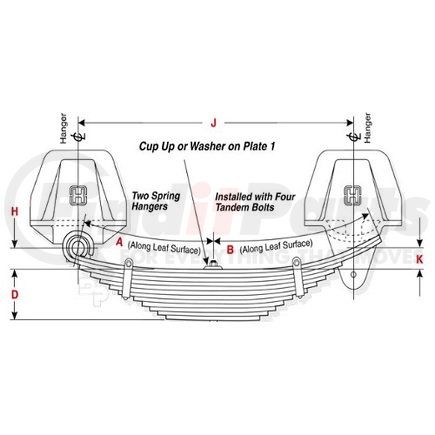 Dayton Parts 50-345 Leaf Spring - Rear, 7 Leaves, 62,000 lbs. Capacity