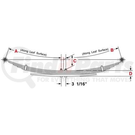 Dayton Parts SXL-347 Leaf Spring - 3 x 447 x 28.5 x 30.5 2CH