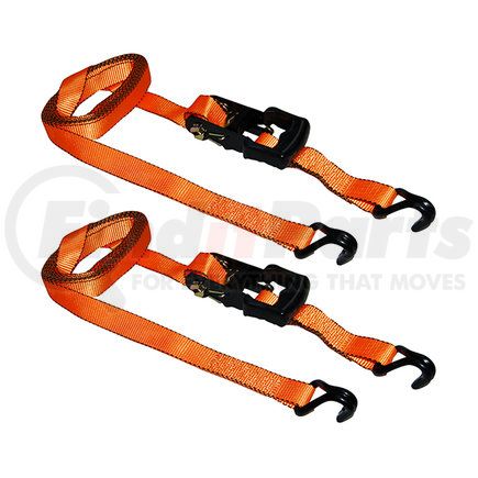 Ancra SL81 Ratchet Tie Down Strap - 2 Pack, 1.25 in. x 180 in., Orange,Polyester, with J-Hook