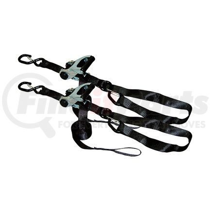 Ancra XR108-2P Ratchet Tie Down Strap - 2 Pack, 1.25 in. x 96 in., Black, Polyester, with S-Hook
