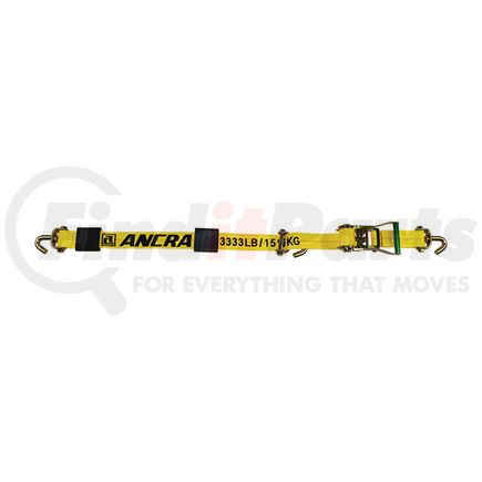 ANCRA 50179-11 - ratchet tie down strap - 2 in. x 102 in., yellow, polyester, with j-hooks | car hauler ratchet strap w/low-profile swivel j-hooks