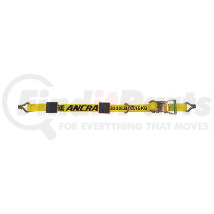ANCRA 50179-10 - ratchet tie down strap - 2 in. x 102 in., yellow, polyester, with wire hooks | car hauler ratchet strap w/wire hooks