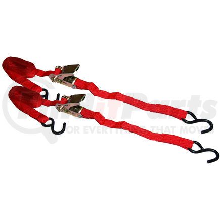 Ancra SL30 Ratchet Tie Down Strap - 2 Pack, 1 in. x 72 in., Red, Polyester, with S-Hook