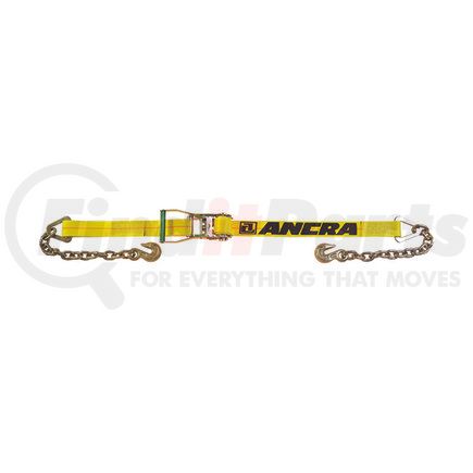 Ancra 45982-34 Ratchet Tie Down Strap - 2 in. x 360 in., Yellow, Polyester, with Chain Anchors & Long/Wide Handle