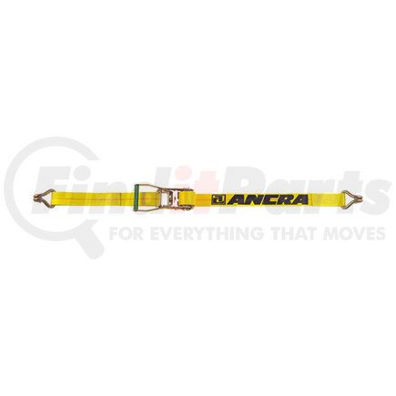 Ancra 45982-43 Ratchet Tie Down Strap - 2 in. x 360 in., Yellow, Polyester, with J-Hooks & Long/Wide Handle